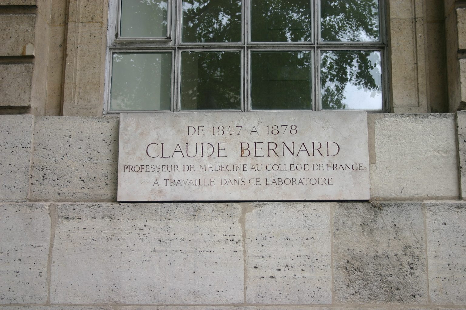 Claude Bernard's laboratory memorial tablet, College de France, Paris (2).JPG